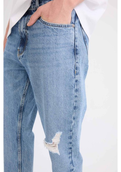 90's Slim Fit Dar Kalıp Yüksek Bel Dar Paça Jean Pantolon C5743AX24AU