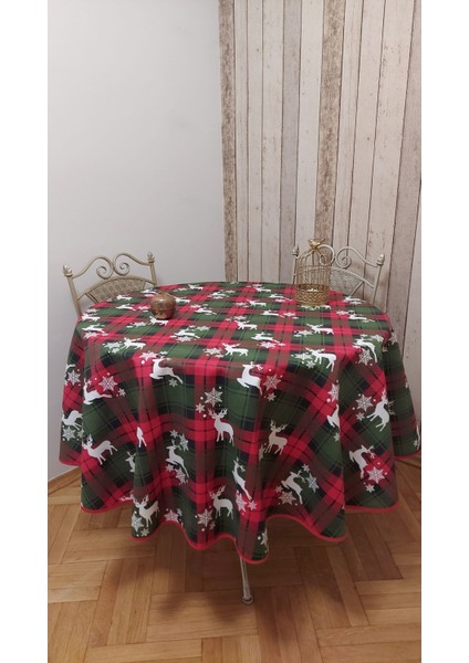 Yuvarlak,Yılbaşı Desenli,Duck (Sıvı Itici ,Leke Tutmaz) Kumaş,Masa Örtüsü modelleri