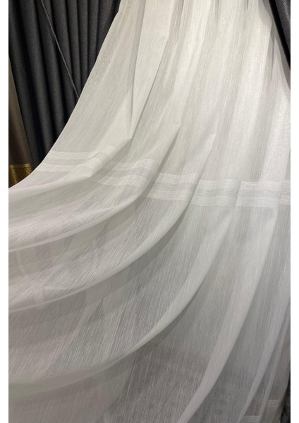 Gümüş Şeritli (1/3 Sık Pile) Kırık Beyaz Tül Perde fırsatları