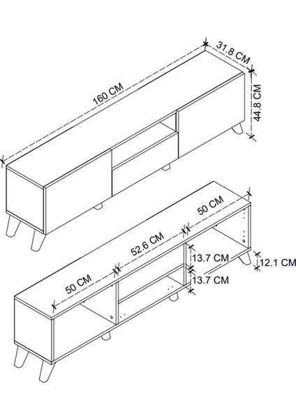 Tv Ünitesi 160 cm Tv Sehpası Düşer Kapaklı Tv Ünitesi Televizyon Sehpası Çam-Antrasit