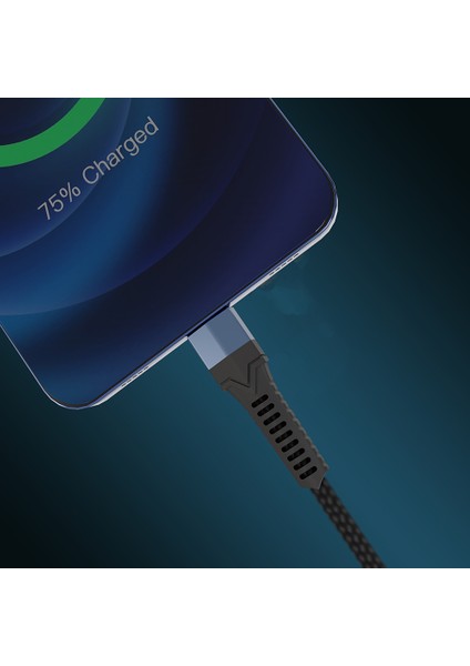 LC987 Usb-A To Type-C Hızlı Şarj Özellikli Örgülü Data ve Şarj Kablosu 1m 2.4A Siyah