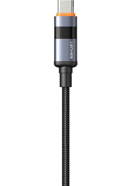 LC529 Usb-A To Type-C LED Dijital Göstergeli Hızlı Şarjlı Data Şarj Kablosu 66W 1m Siyah