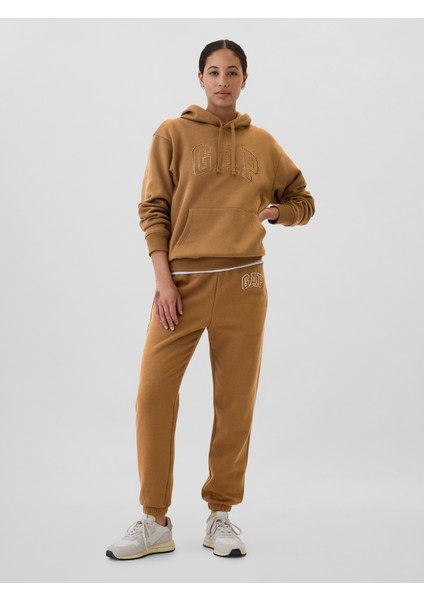 Kadın Kahverengi Logo Fleece Sweatshirt fırsatları