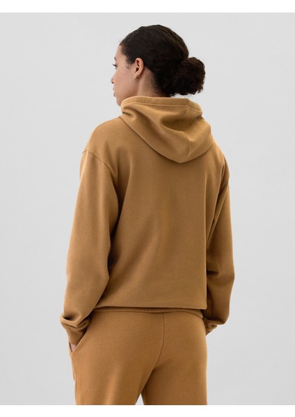 Kadın Kahverengi Logo Fleece Sweatshirt indirimleri