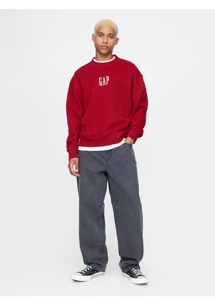 Erkek Kırmızı Logo Vintage Soft Fleece Sweatshirt fırsatları