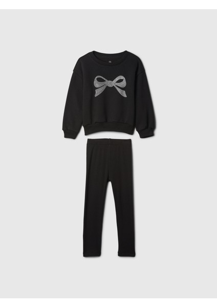 Kız Bebek Siyah Desenli Sweatshirt Set