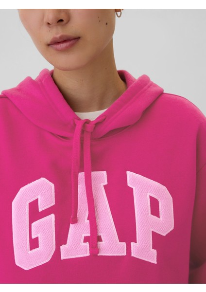 Kadın Pembe Logo Fleece Sweatshirt