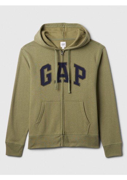 Erkek Yeşil Gap logo fermuarlı kapüşonlu üst fiyatları