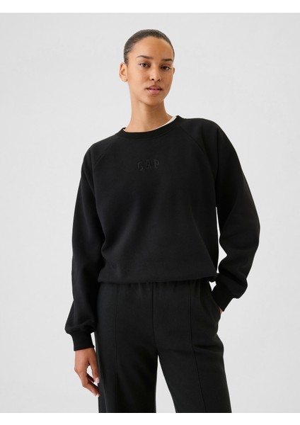 Kadın Siyah Vintage Soft Raglan Sweatshirt