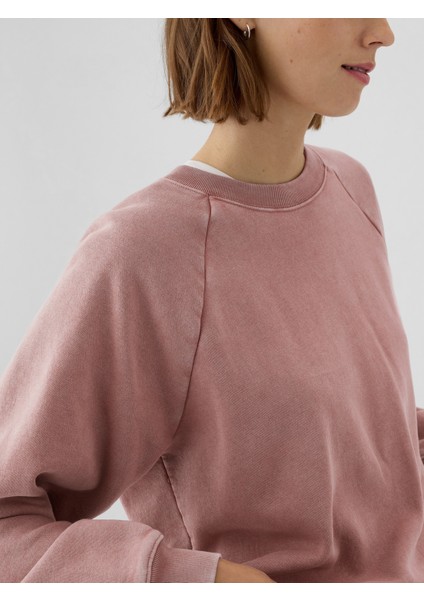 Kadın Pembe Vintage Soft Raglan Sweatshirt