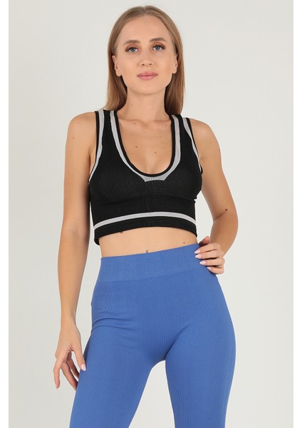 Seamless Crop Renk Bloklu Spor Bluz