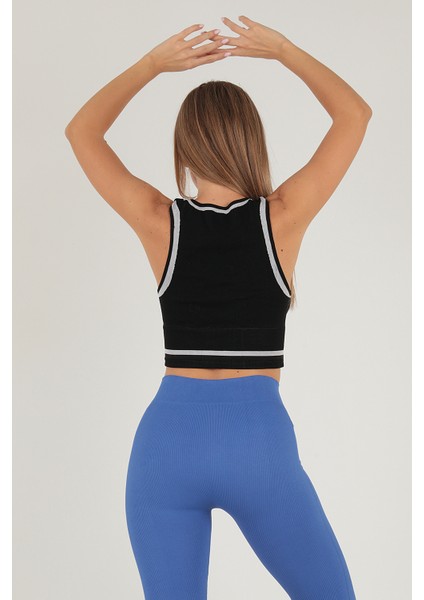 Seamless Crop Renk Bloklu Spor Bluz modelleri
