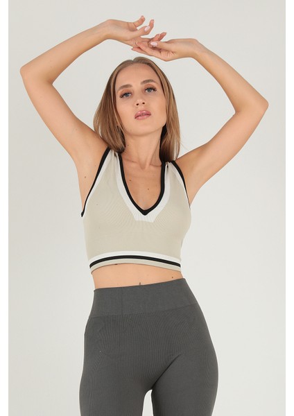 Seamless Crop Renk Bloklu Spor Bluz fiyatları