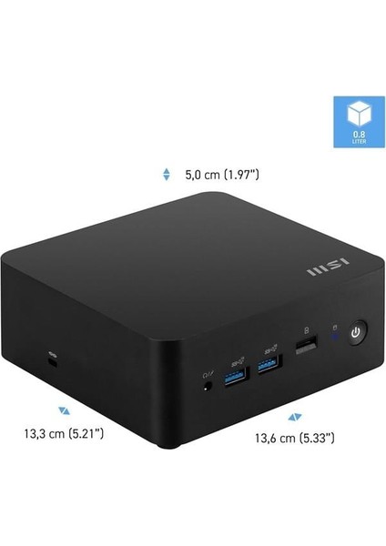 Msı Cubı Nuc 1M-003EU Core 3 100U-64GB Ddr5 RAM-512GB NVME-W11 Pro Mını Pc