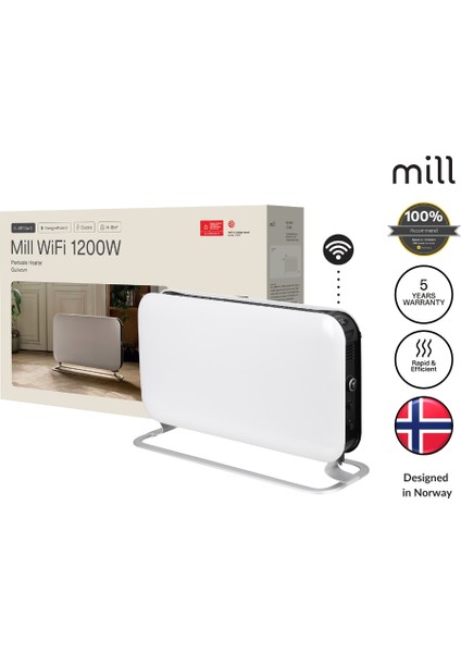Elektrikli Taşınabilir Panel Isıtıcı Wi-Fi Bağlantılı 1200W
