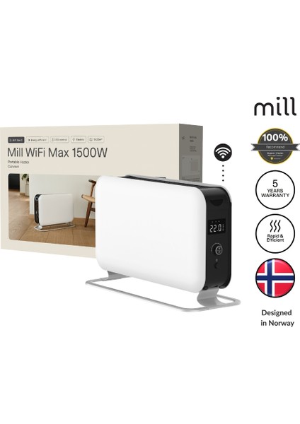 Elektrikli Taşınabilir Panel Isıtıcı Wi-Fi Bağlantılı 1500W