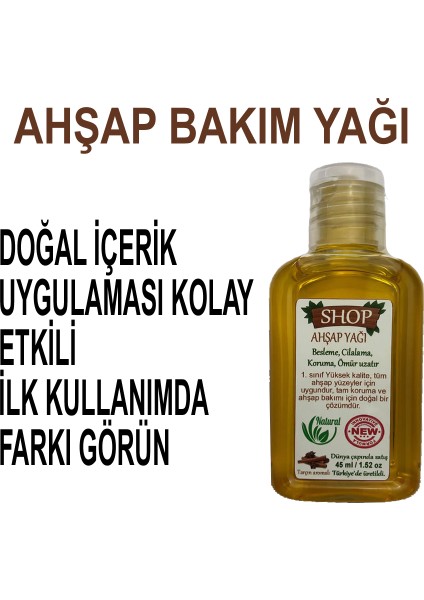 Ahşap Bakım Yağı Doğal, Kuksa, Mutfak Aletleri, Kesme Tahtası, Küçük Ahşap Eşyaların Bakımı Için 45 ml