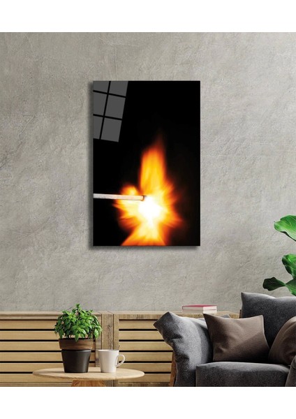 Sarı Kibrit Ateş Cam Tablo Match Fire fiyatları