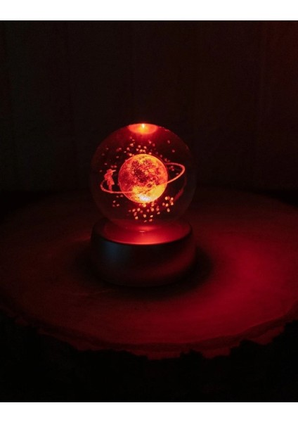 3D Samanyolu Temalı Kız Cam Küre Işıklı, Gri, 2 Parça