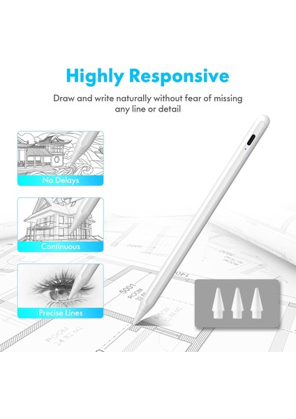 IPAD(2018-2025)PRO11M4-AIR11M2-İP10/9/8/7/6-AIR5/4/3-MINI6/5 Için Avuç Içi Reddi Aktif Stylus Kalem fiyatları