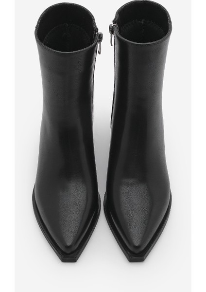 Kadın Sivri Burun Kovboy Kalın Topuk Western Bot Tahis Siyah