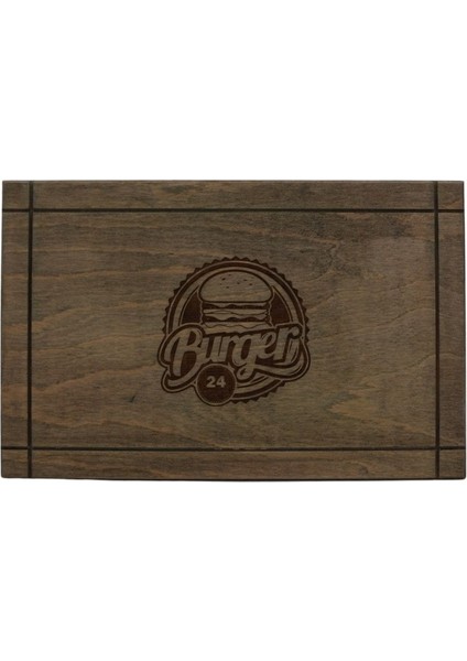 TeknoTrust Ahşap Hamburger Sunumluk, 30x20cm, Kahverengi, şık ve dayanıklı tasarım