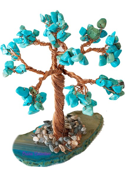 TeknoTrust Doğal turkuaz taşlı gümüş ağaç tasarım, 10x10 cm, şık ve özgün takı. fiyatları