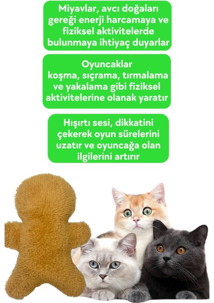 Yılbaşı Temalı Kedi Oyuncağı Hışırtı Sesli Peluş Kurabiye - Gingerbread Sesli Kedi Oyuncağı