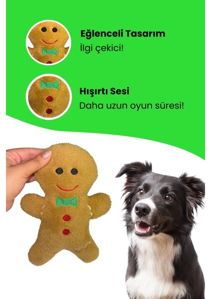 Yılbaşı Kurabiyesi Peluş Köpek Oyuncağı Hışırtı Sesli Peluş Kurabiye Köpek Oyuncağı fiyatları