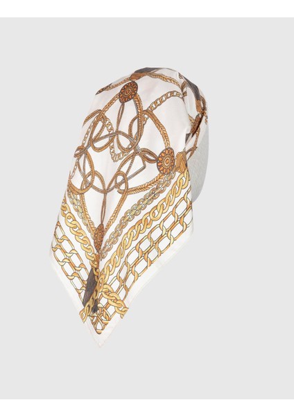 Solros Kadın Eşarp Bej Hardal Ipek Twill