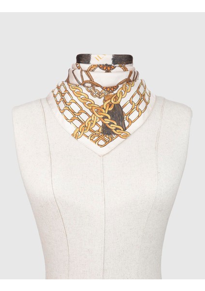 Solros Kadın Eşarp Bej Hardal Ipek Twill modelleri