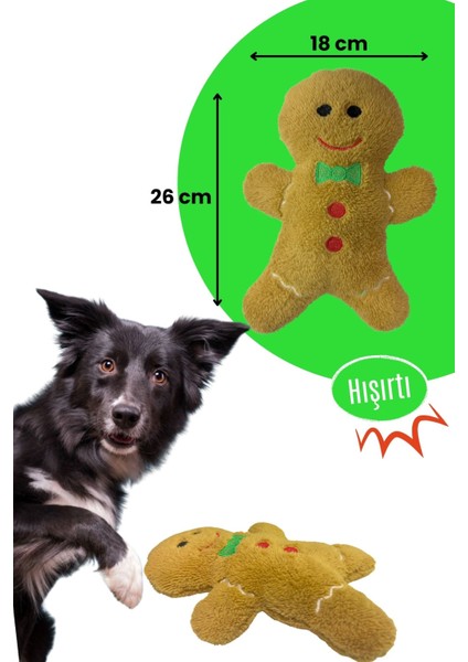 Yılbaşı Kurabiyesi Peluş Köpek Oyuncağı Hışırtı Sesli Peluş Kurabiye Köpek Oyuncağı indirimleri