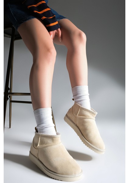 Kadın İçi Kürklü Günlük Bot Pasep Bej Süet fırsatları