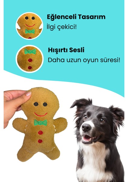 Havrika Yıllar Köpek Oyuncak Seti Hışırtılı Peluş Kurabiye, Vikvikli Peluş Şeker Köpek Oyuncakları Yılbaşı Hediyesi