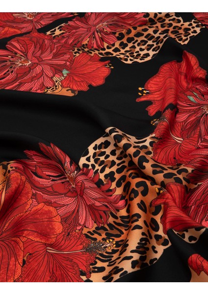 Ros Kadın Eşarp Kırmızı Siyah Ipek Twill fiyatları