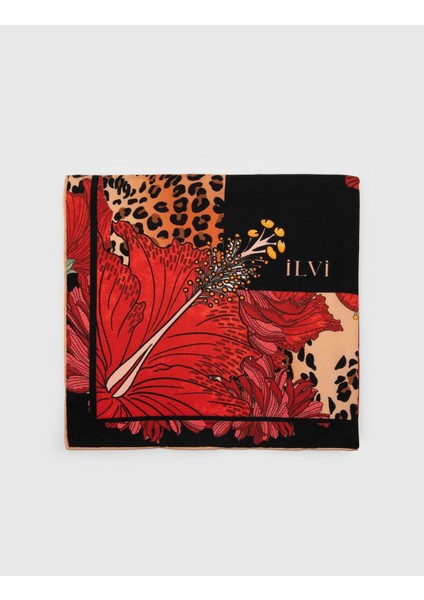 Ros Kadın Eşarp Kırmızı Siyah Ipek Twill fırsatları