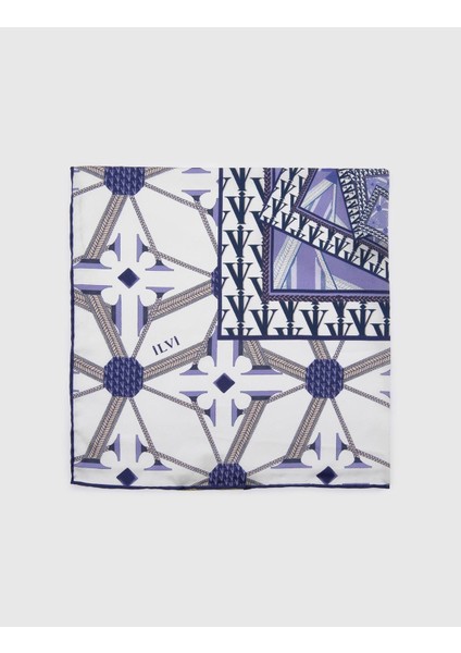 Joensuu Kadın Bandana Beyaz Mor Ipek Twill