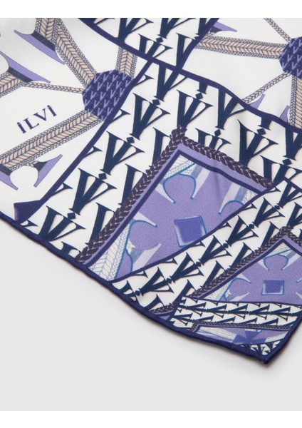 Joensuu Kadın Bandana Beyaz Mor Ipek Twill indirimleri