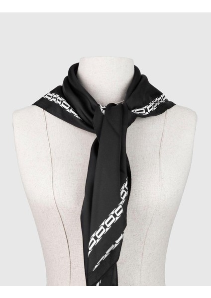 Mersa Kadın Eşarp Beyaz Siyah Ipek Twill fırsatları