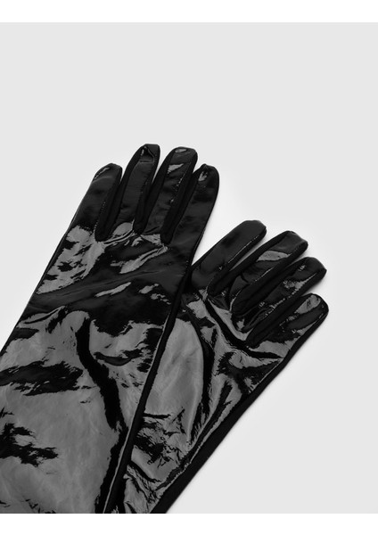 Compton Kadın Eldiven Siyah Süet Rugan Deri fiyatları