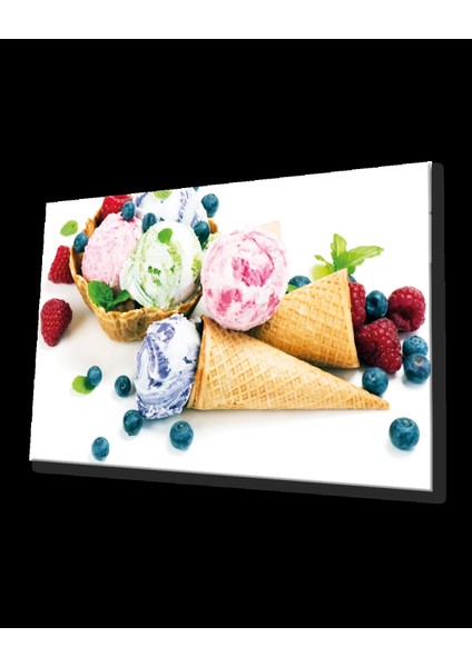 Meyveler Dondurma Cam Tablo Fruits Ice Cream Art