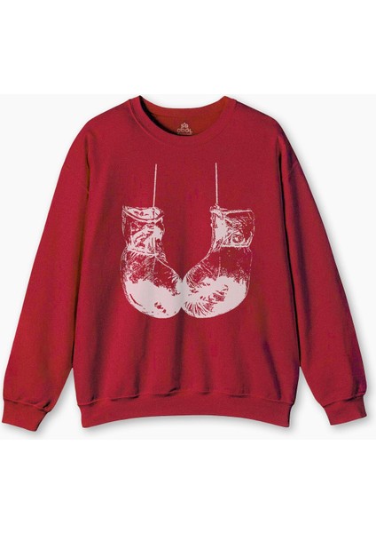 Bisiklet Yaka Sweatshirt Muhammed Ali Clay Boks Eldiveni Baskılı Sweet Erkek