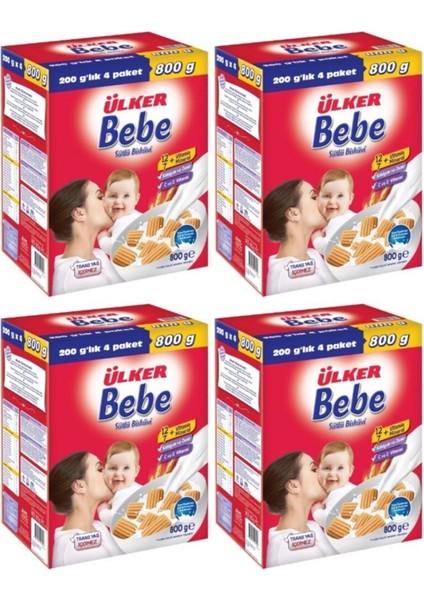 Bebe Sütlü Bisküvi 800 gr x 4 Adet