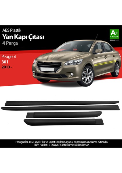 Peugeot 301 Abs Plastik Yan Kapı Koruma Çıtası 2013 Üzeri A+ Kalite