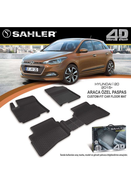 Hyundai İ20 2015-2020 4.5D Havuzlu Paspas Siyah