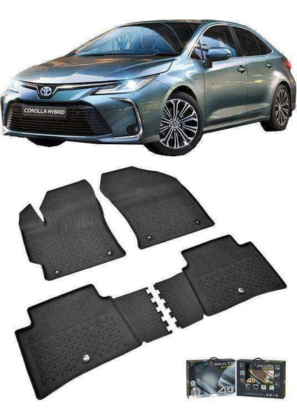 Toyota Corolla  Sedan 2019 ve Sonrası  4.5D Havuzlu Paspas Siyah