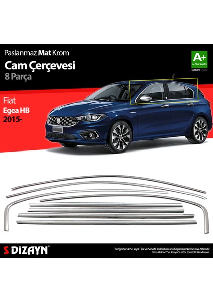 Fiat Egea Hb Krom Cam Çerçevesi 8 Prç. 2015 Üzeri Mat Krom A+ Kalite