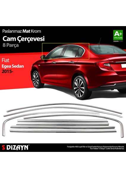 Fiat Egea Sd Krom Cam Çerçevesi 8 Prç. 2015 Üzeri Mat Krom A+ Kalite