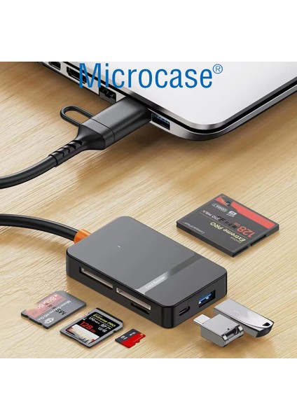 Type C Lightning USB 3.0 Çift Kart Okuyucu 8in1 USB Otg Sd/tf - AL4586