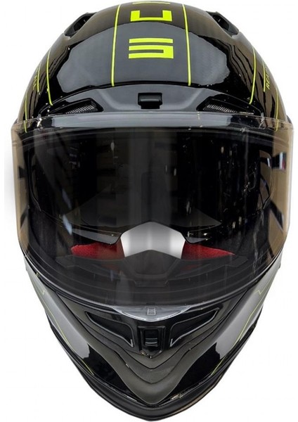 Zs-1800b Kapalı Kask Carbon Am8 Siyah-neon Sarı